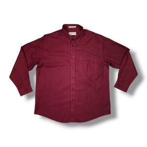 Orvis Red and Black Plaid Long Sleeve Button Down Cotton Shirt Men's XL
